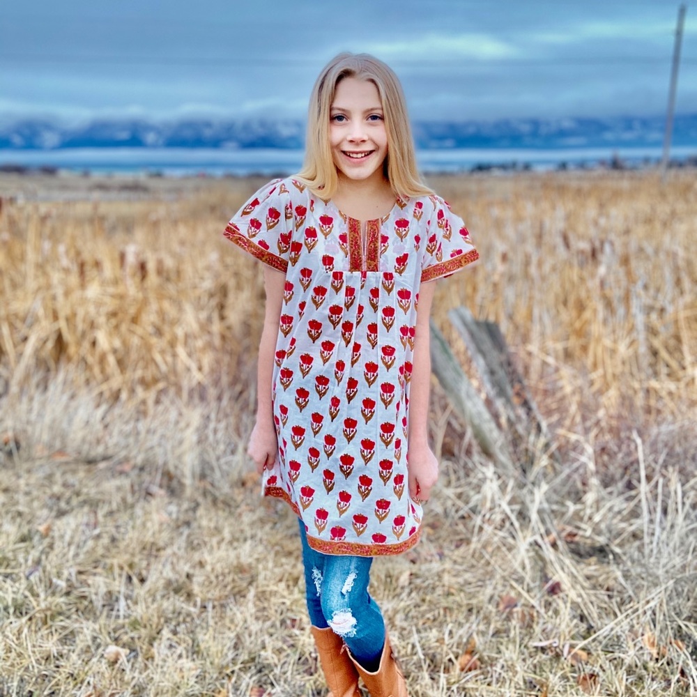 Floral Notch Neck Tunic